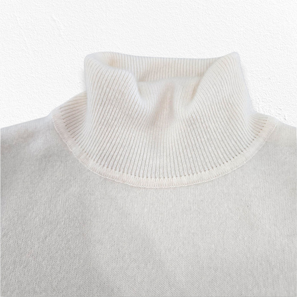 Y2K Charter Club Ivory White 100% Cashmere Turtleneck Knit Sweater Size Large - Picture 12 of 13